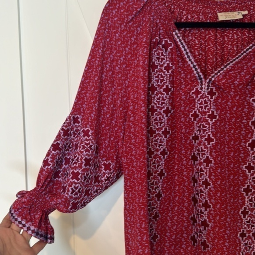 Rungolee 100% Silk Embroidered boho peasant blouse size Small - Picture 5 of 14